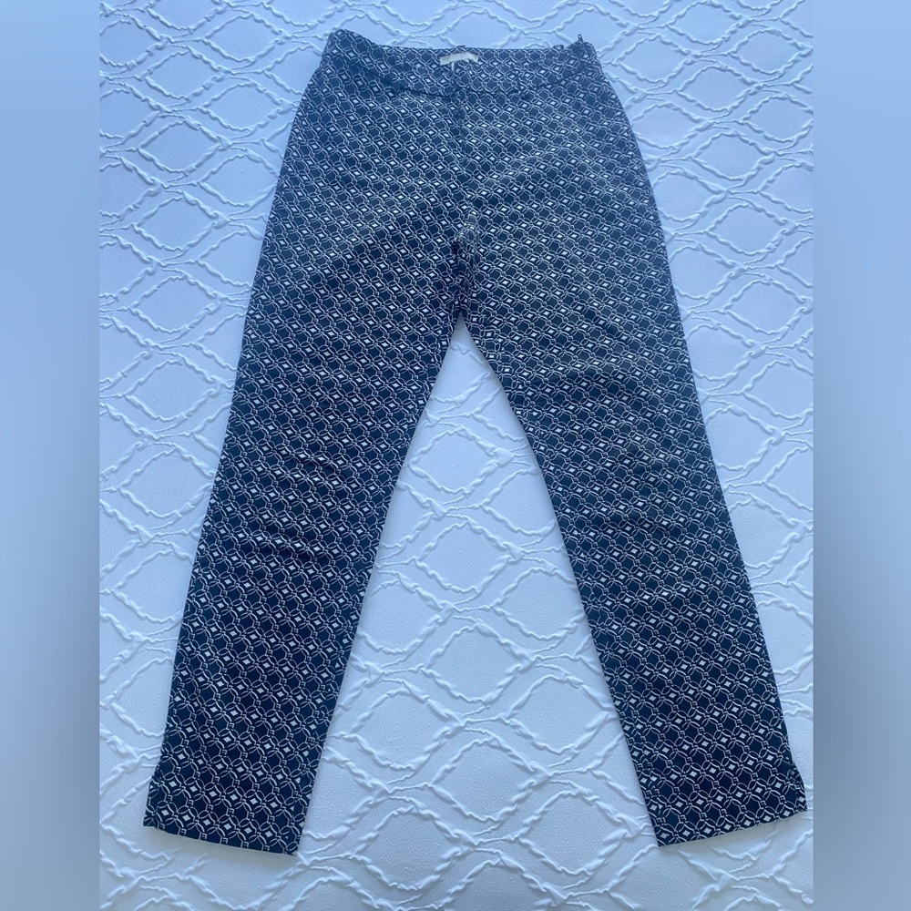 H&M - Black & White Jacquard High Waisted Cigarette Trousers - Size 6